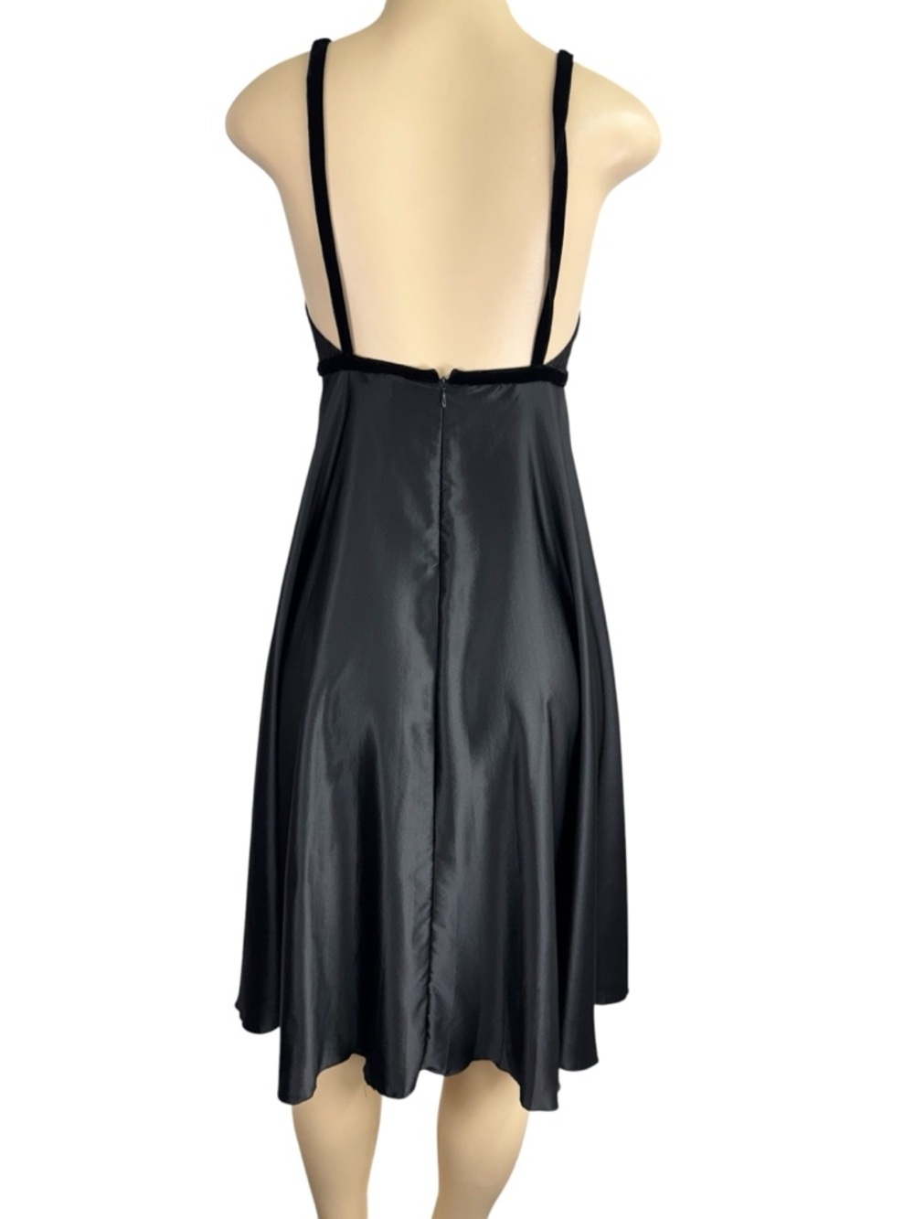 BEBE. Elegant Black Silk  Slip Y2K Babydoll Dress Y2K - Picture 3 of 9